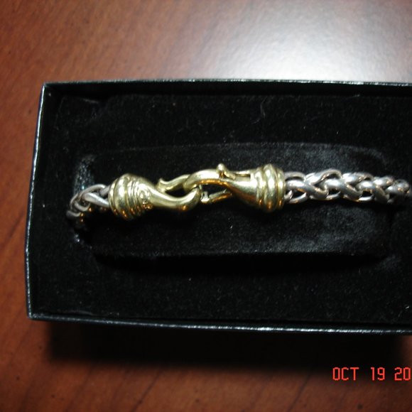 David Yurman Wheat 14K Gold/SS .925 Bracelet - Picture 6 of 10